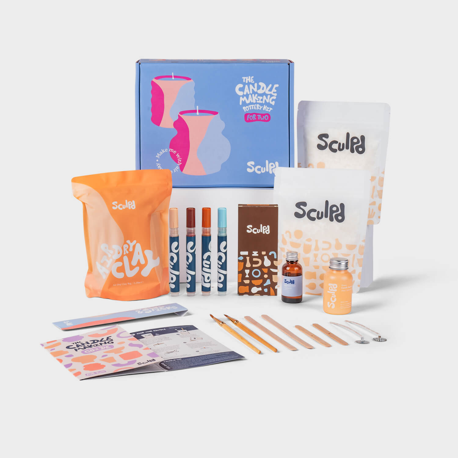 Sculpd Candle Making Kit Candle Making Kit Sculpd Terracotta Pens Two Candles Ginger & Orange