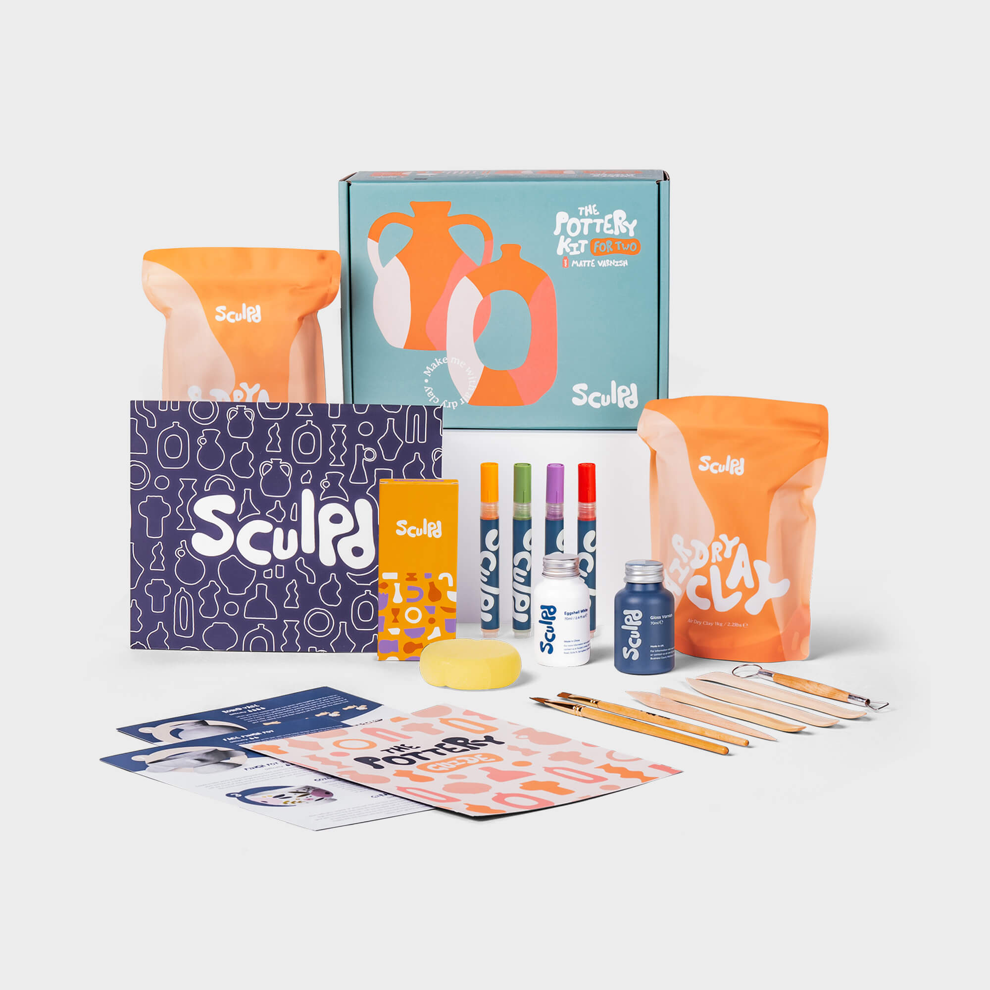 Sculpd Pottery Kit for Two with Bloomsbury Acrylic Paint Pens