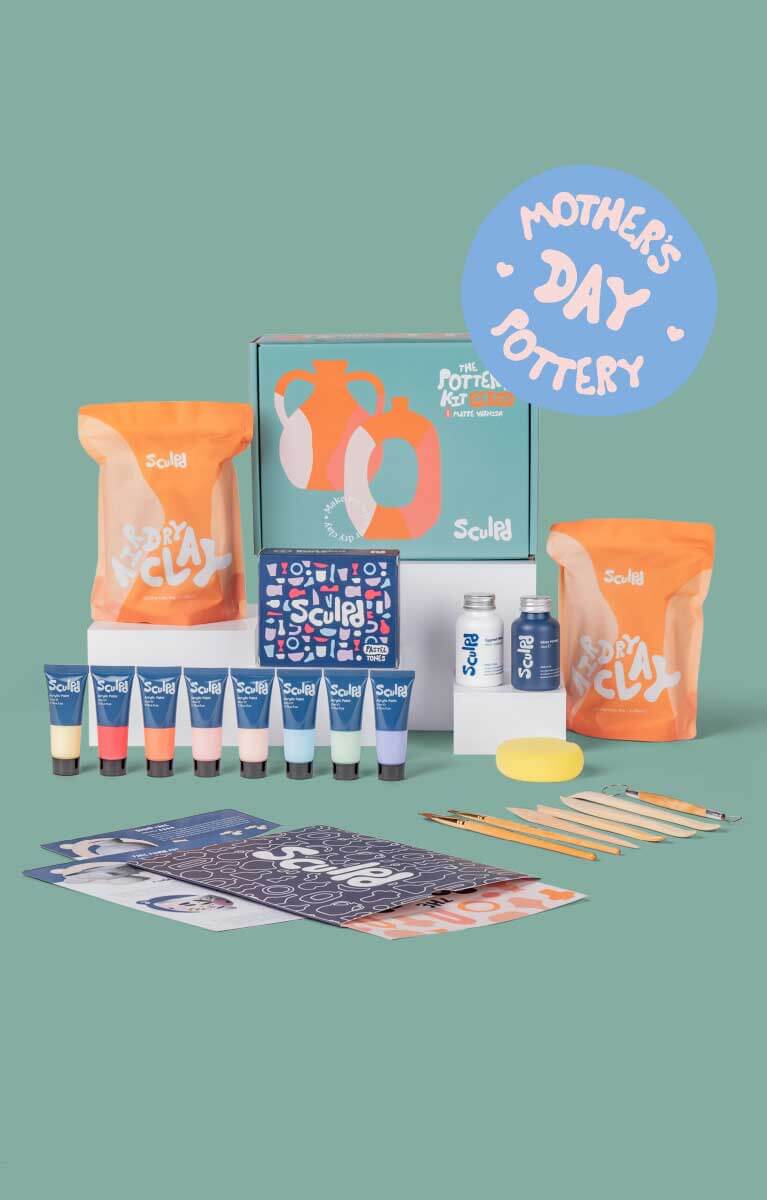 Sculpd Pottery Kit for Two with Pastel Tones Acrylic Paints